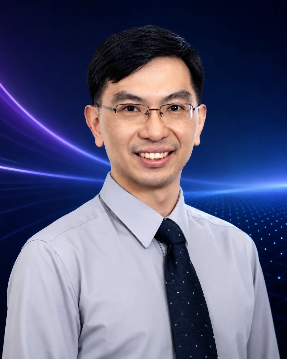Portrait of Zennite AI founder CHIN Hui Han — a professional headshot on a dark blue background.
